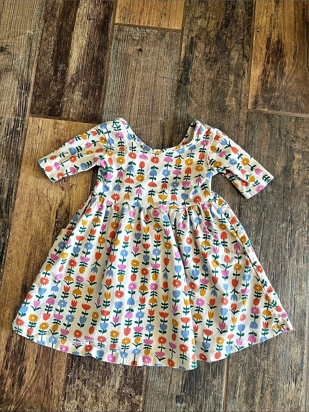 Hanna Andersson (Size 3T) Girl’s Long Sleeve Skater Dress w/Pockets in Multi Tul